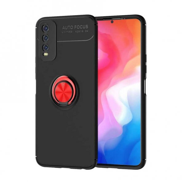 Vivo Y11S Kılıf Zore Ravel Yüzüklü Magnetic Standlı Silikon Kapak - 12
