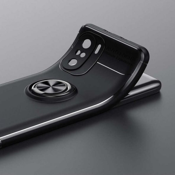 Xiaomi Mi 11İ Kılıf Zore Ravel Yüzüklü Magnetic Standlı Silikon Kapak - 11