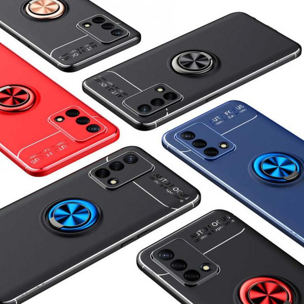 Oppo A74 4G Kılıf Zore Ravel Yüzüklü Magnetic Standlı Silikon Kapak - 3