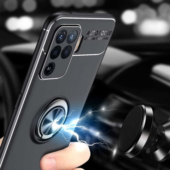 Oppo Reno 5 Lite Kılıf Ravel Yüzüklü Magnetic Standlı Silikon Kapak - 2