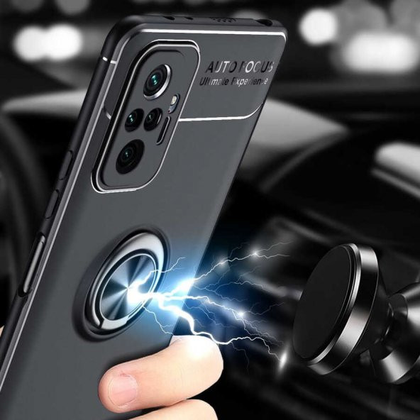 Xiaomi Redmi Note 10 Pro Kılıf Ravel Yüzüklü Magnetic Standlı Silikon Kapak - 2