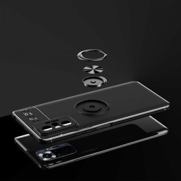 Xiaomi Redmi Note 10 Pro Kılıf Ravel Yüzüklü Magnetic Standlı Silikon Kapak - 3