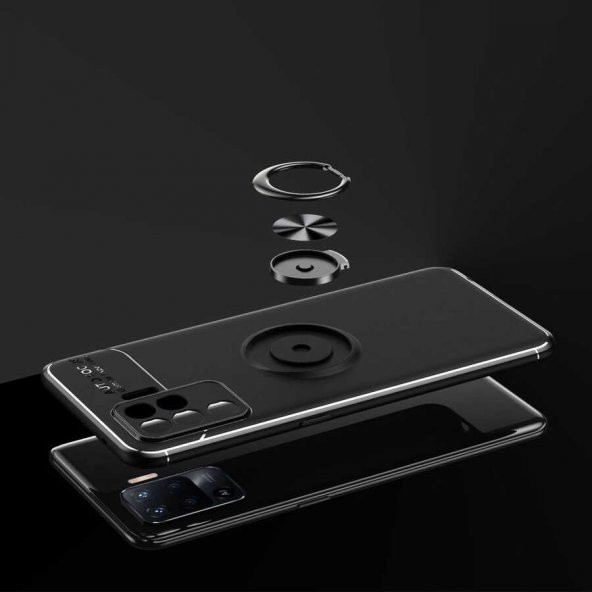 Oppo Reno 5 Lite Kılıf Ravel Yüzüklü Magnetic Standlı Silikon Kapak - 3