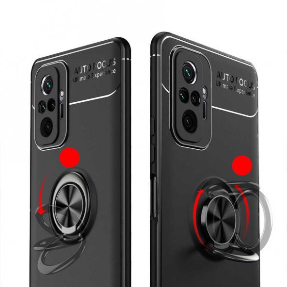 Xiaomi Redmi Note 10 Pro Kılıf Ravel Yüzüklü Magnetic Standlı Silikon Kapak - 4