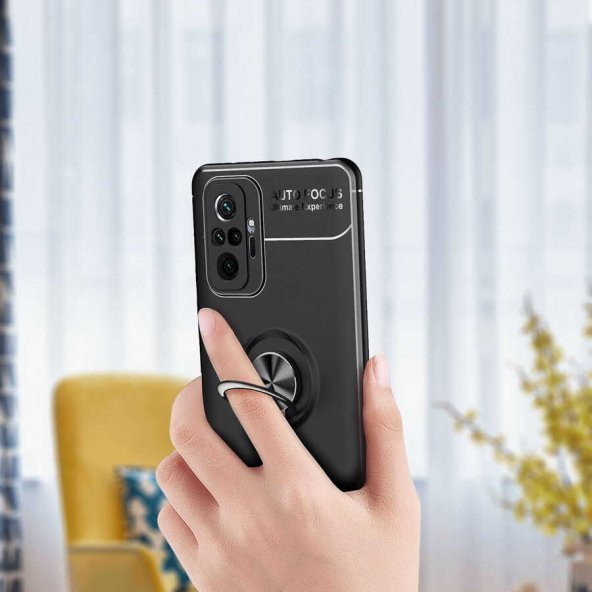 Xiaomi Redmi Note 10 Pro Kılıf Ravel Yüzüklü Magnetic Standlı Silikon Kapak - 5