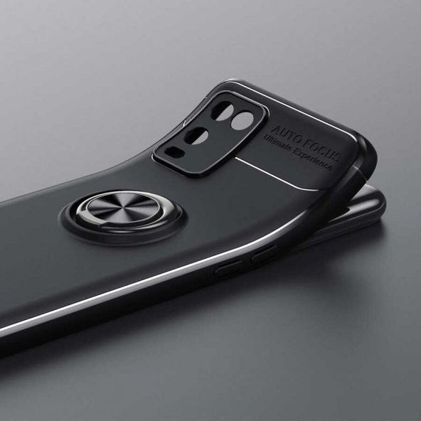 Oppo A54 4G Kılıf Zore Ravel Yüzüklü Magnetic Standlı Silikon Kapak - 7