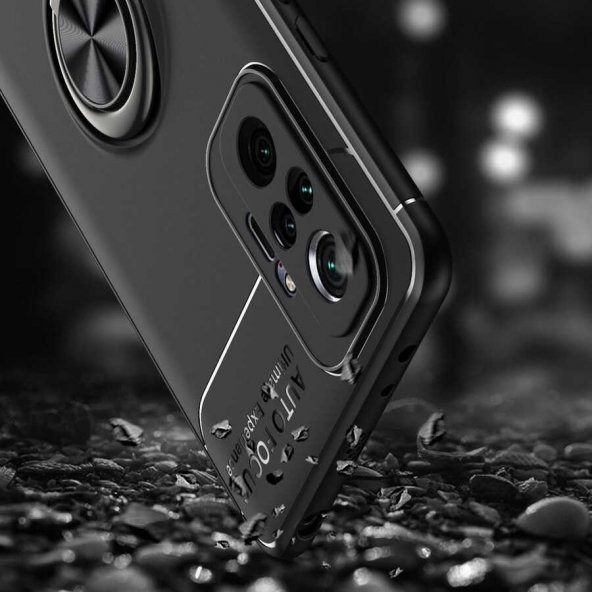 Xiaomi Redmi Note 10 Pro Kılıf Ravel Yüzüklü Magnetic Standlı Silikon Kapak - 8