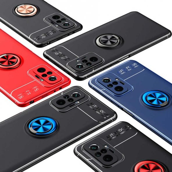 Xiaomi Redmi Note 10 Pro Kılıf Ravel Yüzüklü Magnetic Standlı Silikon Kapak - 9