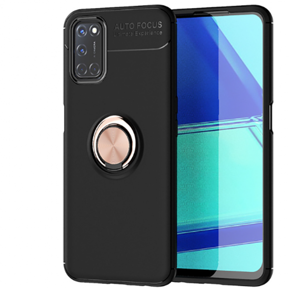 Oppo Reno A92 Kılıf Ravel Yüzüklü Magnetic Standlı Silikon Kapak - 6