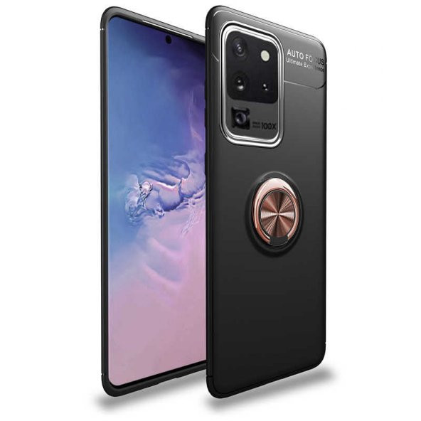 Samsung Galaxy S20 Ultra Kılıf Ravel Yüzüklü Magnetic Standlı Silikon Kapak - 6
