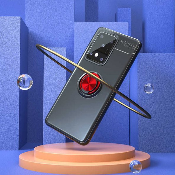 Samsung Galaxy S20 Ultra Kılıf Ravel Yüzüklü Magnetic Standlı Silikon Kapak - 8