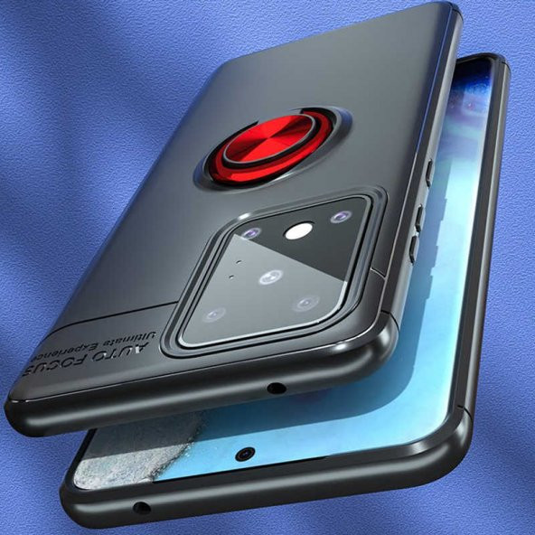 Samsung Galaxy S20 Ultra Kılıf Ravel Yüzüklü Magnetic Standlı Silikon Kapak - 9