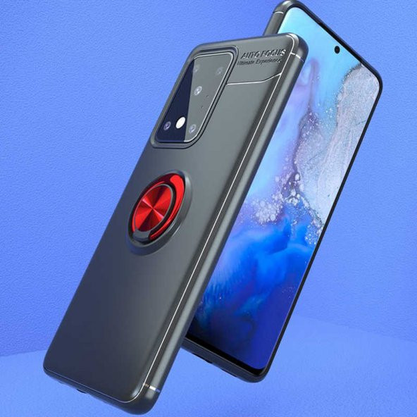 Samsung Galaxy S20 Ultra Kılıf Ravel Yüzüklü Magnetic Standlı Silikon Kapak - 10