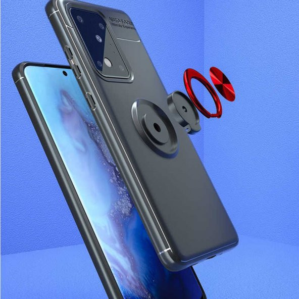 Samsung Galaxy S20 Ultra Kılıf Ravel Yüzüklü Magnetic Standlı Silikon Kapak - 11