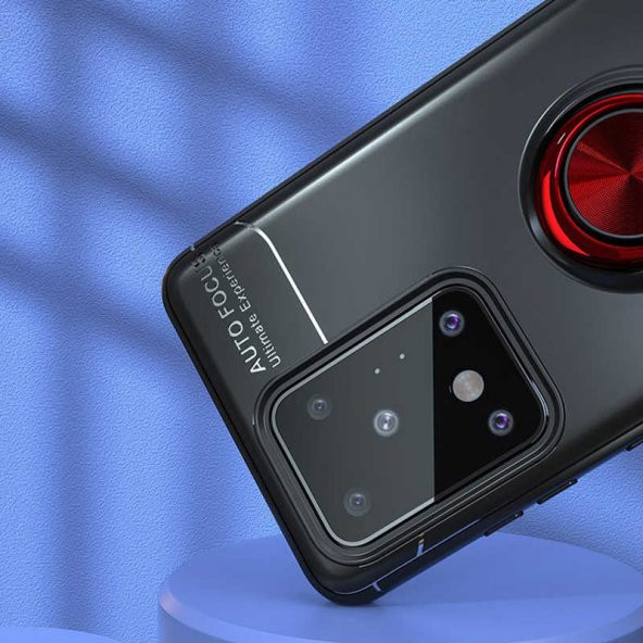Samsung Galaxy S20 Ultra Kılıf Ravel Yüzüklü Magnetic Standlı Silikon Kapak - 12