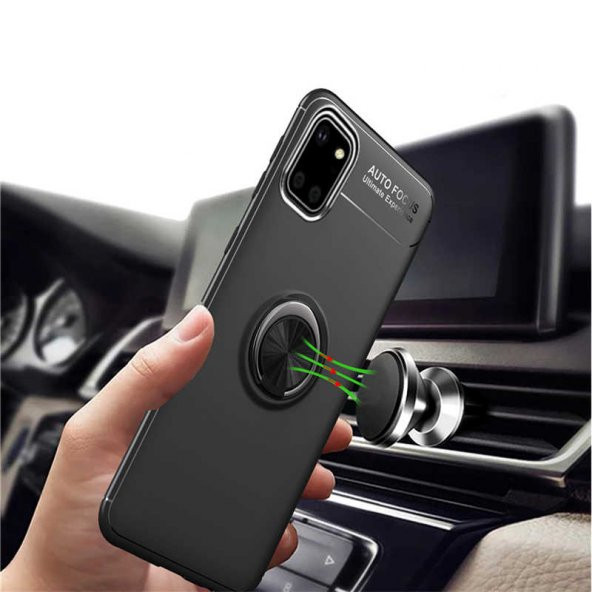 Samsung Galaxy A81 (Note 10 Lite) Kılıf Ravel Yüzüklü Magnetic Standlı Silikon Kapak - 10