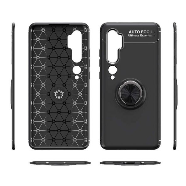 Xiaomi Mi Note 10 Kılıf Ravel Yüzüklü Magnetic Standlı Silikon Kapak - 8