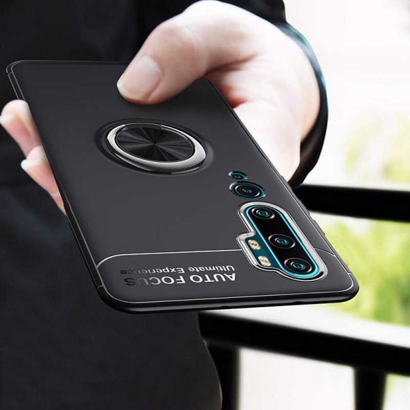 Xiaomi Mi Note 10 Kılıf Ravel Yüzüklü Magnetic Standlı Silikon Kapak - 10