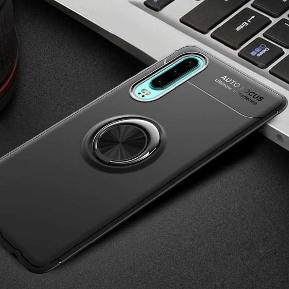 Huawei P30 Kılıf Ravel Yüzüklü Magnetic Standlı Silikon Kapak - 2