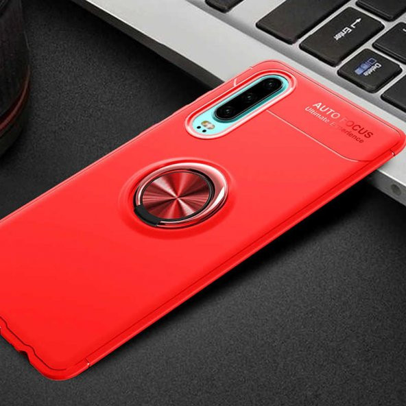 Huawei P30 Kılıf Ravel Yüzüklü Magnetic Standlı Silikon Kapak - 3
