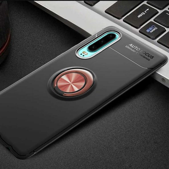 Huawei P30 Kılıf Ravel Yüzüklü Magnetic Standlı Silikon Kapak - 6