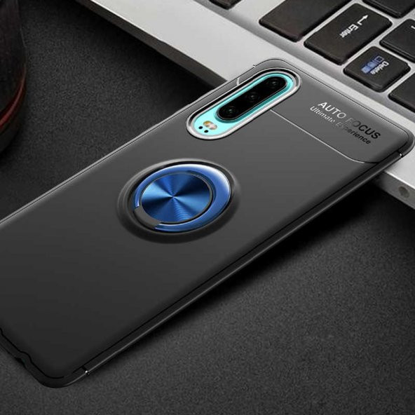 Huawei P30 Kılıf Ravel Yüzüklü Magnetic Standlı Silikon Kapak - 7