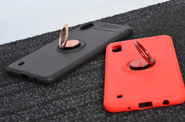 Samsung Galaxy A10 Kılıf Ravel Yüzüklü Magnetic Standlı Silikon Kapak - 10