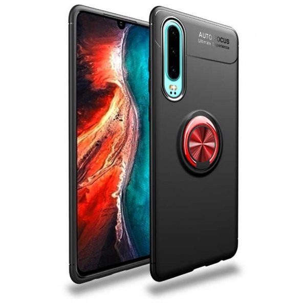 Huawei P30 Kılıf Ravel Yüzüklü Magnetic Standlı Silikon Kapak - 9