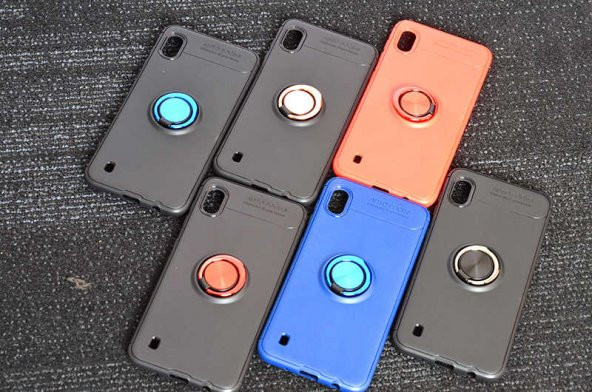 Samsung Galaxy A10 Kılıf Ravel Yüzüklü Magnetic Standlı Silikon Kapak - 12