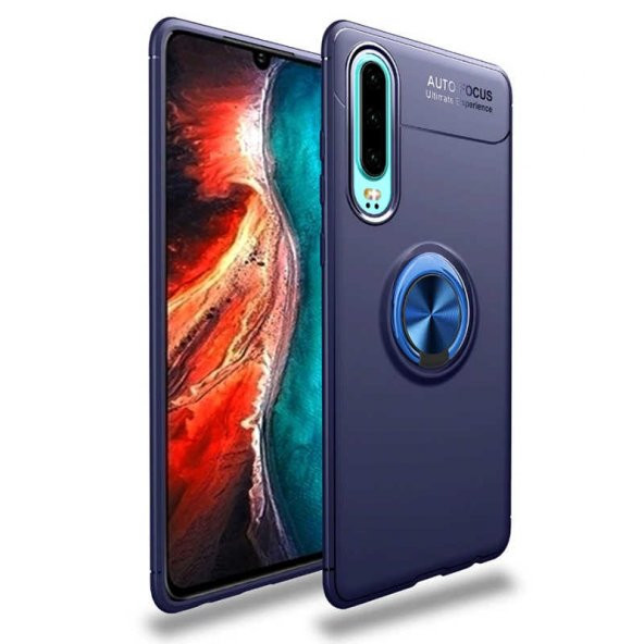 Huawei P30 Kılıf Ravel Yüzüklü Magnetic Standlı Silikon Kapak - 12