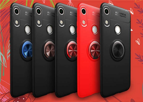 Huawei Honor 8A Kılıf Ravel Yüzüklü Magnetic Standlı Silikon Kapak - 8