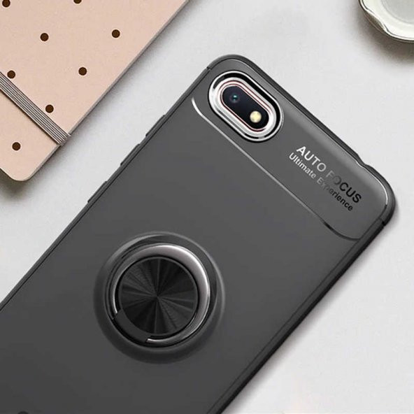 Huawei Y5 2018 Kılıf Ravel Yüzüklü Magnetic Standlı Silikon Kapak - 8