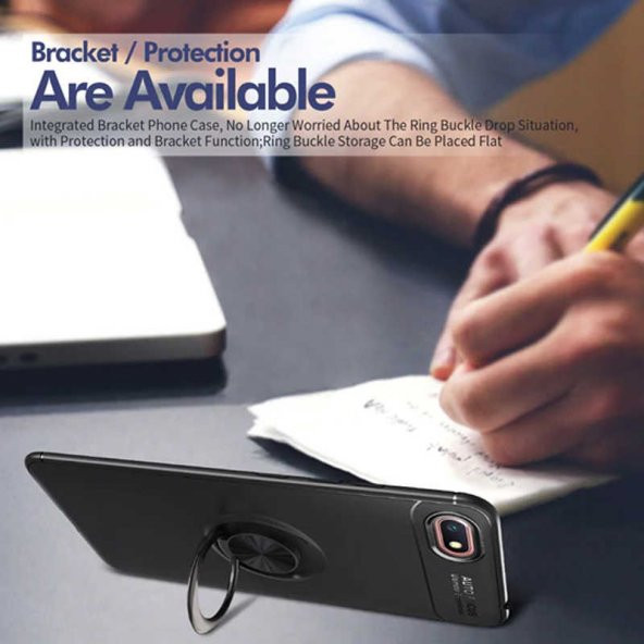 Huawei Y5 2018 Kılıf Ravel Yüzüklü Magnetic Standlı Silikon Kapak - 10