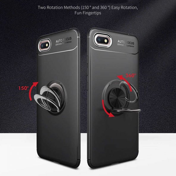 Huawei Y5 2018 Kılıf Ravel Yüzüklü Magnetic Standlı Silikon Kapak - 11