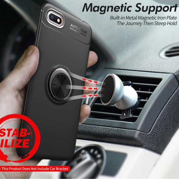 Huawei Y5 2018 Kılıf Ravel Yüzüklü Magnetic Standlı Silikon Kapak - 12