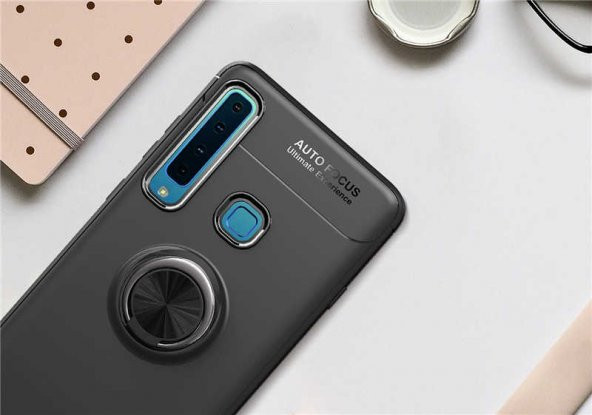 Samsung Galaxy A9 2018 Kılıf Ravel Yüzüklü Magnetic Standlı Silikon Kapak - 8