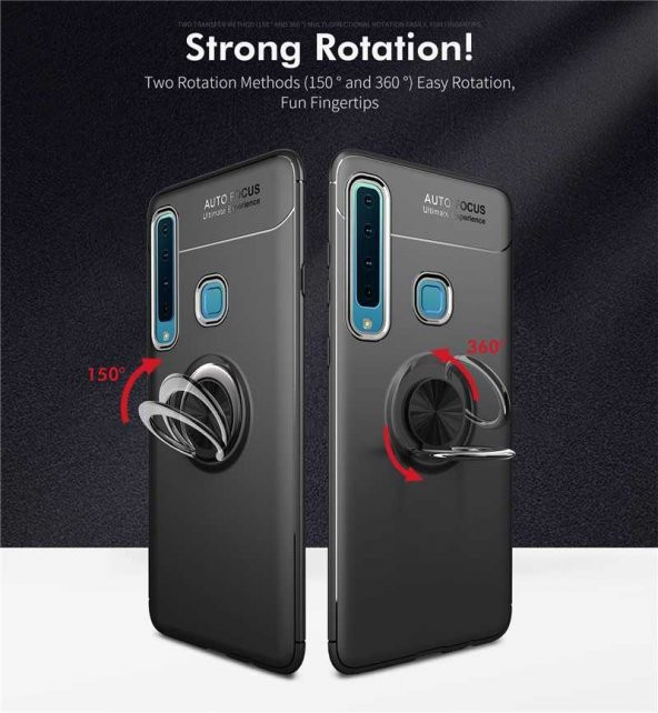 Samsung Galaxy A9 2018 Kılıf Ravel Yüzüklü Magnetic Standlı Silikon Kapak - 9