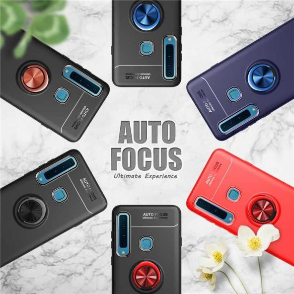 Samsung Galaxy A9 2018 Kılıf Ravel Yüzüklü Magnetic Standlı Silikon Kapak - 11