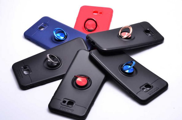 Samsung Galaxy J4 Plus Kılıf Ravel Yüzüklü Magnetic Standlı Silikon Kapak - 8