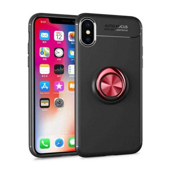 Apple iPhone XS Max 6.5 Kılıf Ravel Yüzüklü Magnetic Standlı Silikon Kapak - 5
