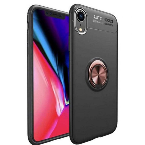 Apple iPhone XR 6.1 Kılıf Ravel Yüzüklü Magnetic Standlı Silikon Kapak - 6