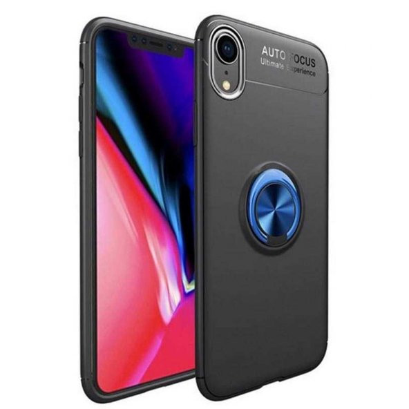 Apple iPhone XR 6.1 Kılıf Ravel Yüzüklü Magnetic Standlı Silikon Kapak - 7