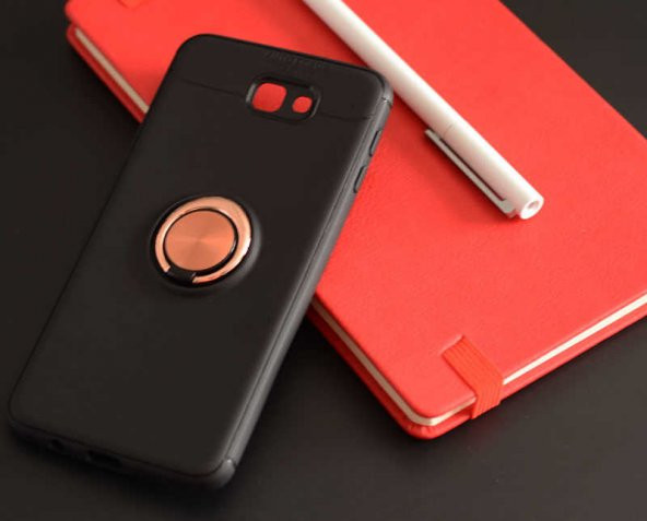 Samsung Galaxy J7 Prime Kılıf Ravel Yüzüklü Magnetic Standlı Silikon Kapak - 6