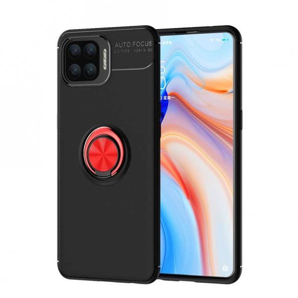 Oppo Reno 4 Lite Kılıf Ravel Yüzüklü Magnetic Standlı Silikon Kapak - 5