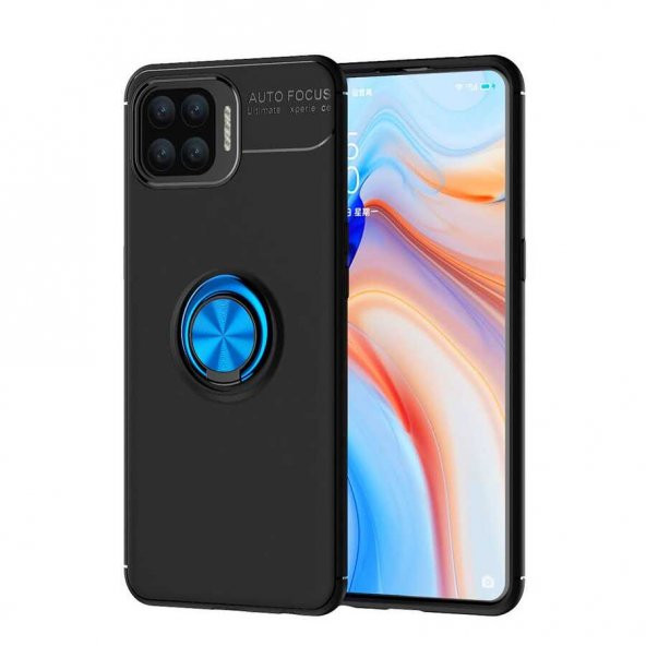 Oppo Reno 4 Lite Kılıf Ravel Yüzüklü Magnetic Standlı Silikon Kapak - 7