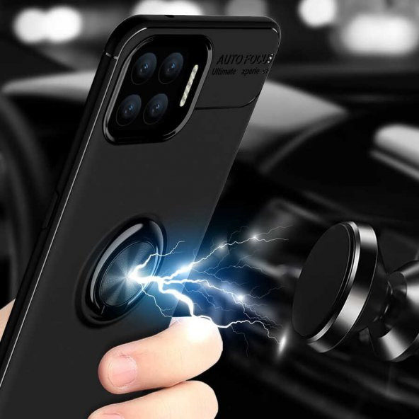 Oppo Reno 4 Lite Kılıf Ravel Yüzüklü Magnetic Standlı Silikon Kapak - 9