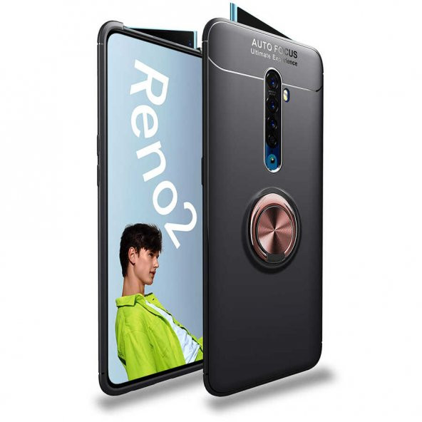 Oppo Reno 2Z Kılıf Ravel Yüzüklü Magnetic Standlı Silikon Kapak - 6