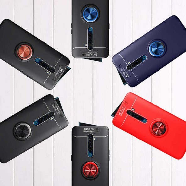 Oppo Reno 2Z Kılıf Ravel Yüzüklü Magnetic Standlı Silikon Kapak - 12