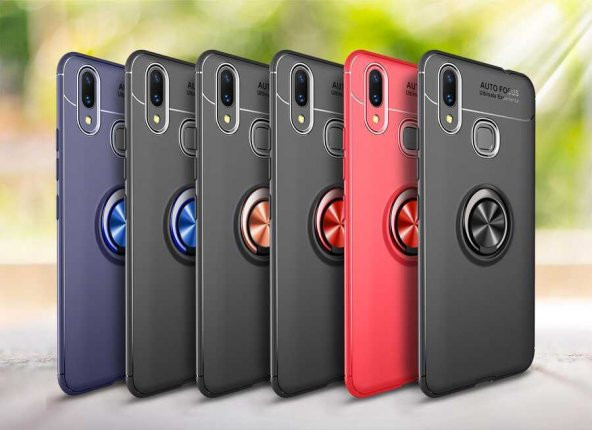 Xiaomi Mi Max 3 Kılıf Ravel Yüzüklü Magnetic Standlı Silikon Kapak - 8