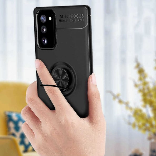 Samsung Galaxy Note 20 Kılıf Ravel Yüzüklü Magnetic Standlı Silikon Kapak - 8